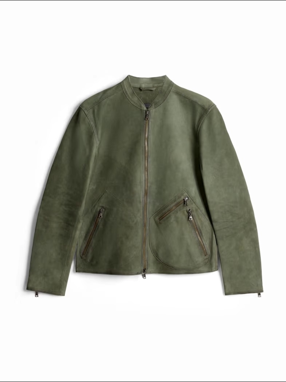 John Varvatos Corbin Suede Leather Jacket EU 52 / M-L Dark Moss SEE THE MEASURES